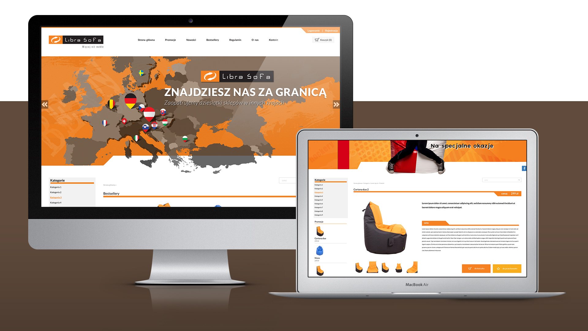 Grafika sklepu z sofami / bean bagami