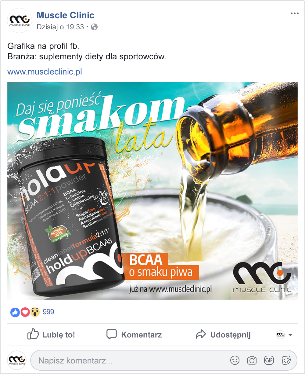 post facebook dla Muscle Clinic - HoldUp o smaku piwa